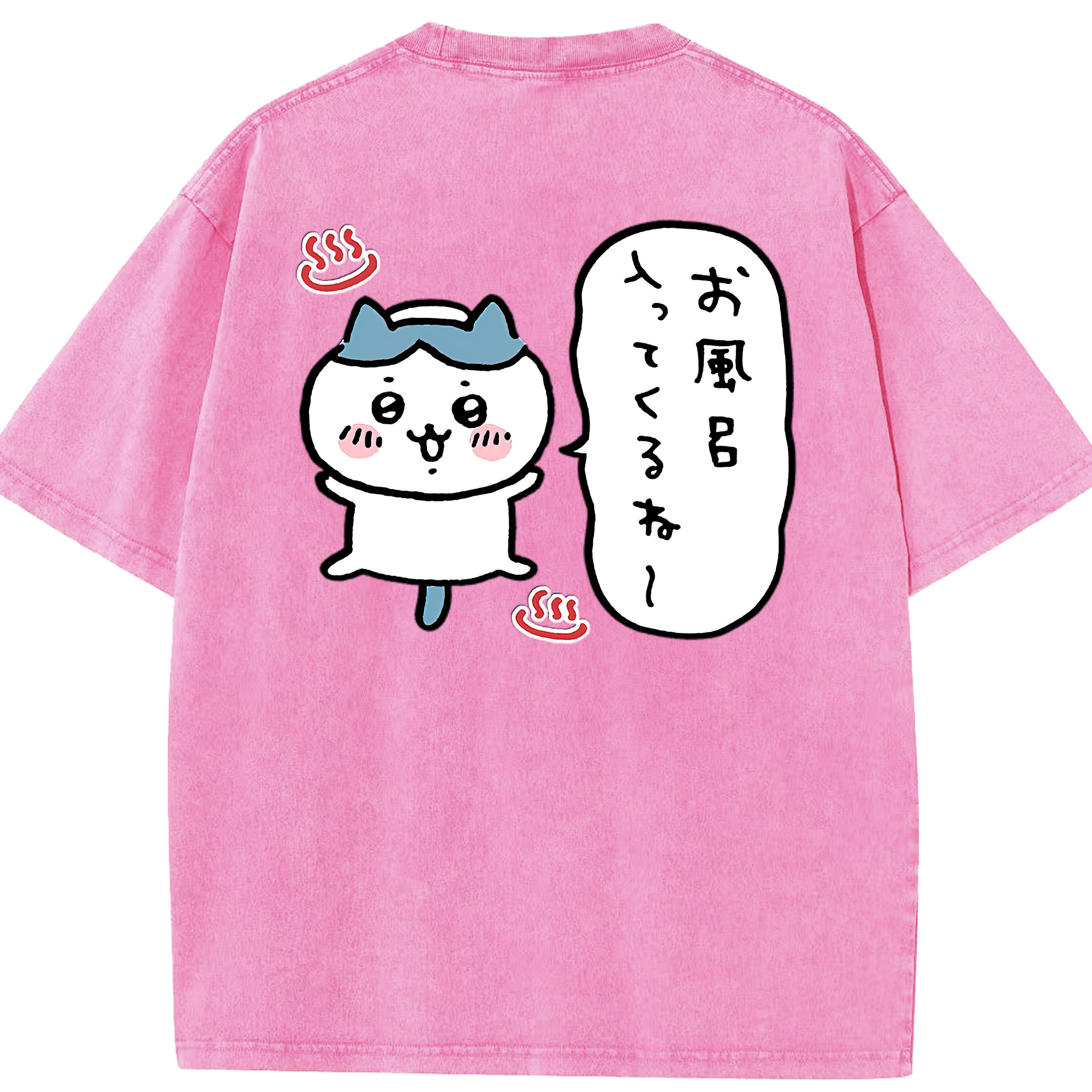 （画像用） ちいかわ ハチワレ Chii-kawa hachiware 綿100% ヴィンテージ風 半袖Tシャツ（背面プリント）